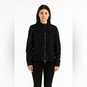 DIESEL Black Biker Jacket with Leather Details Size Small